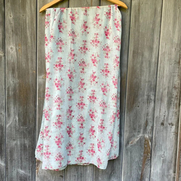 Uniqlo Green Gate Limited Edition Blue & Pink Floral Cottagecore Rectangle Scarf - Picture 11 of 11